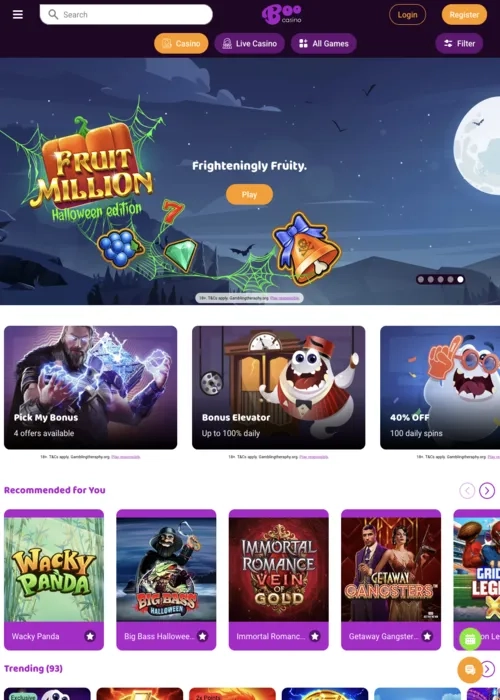 Boo Casino welcome gaming platform