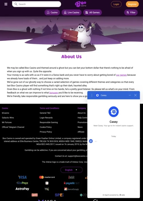 Boo Casino Mobile casino gaming application